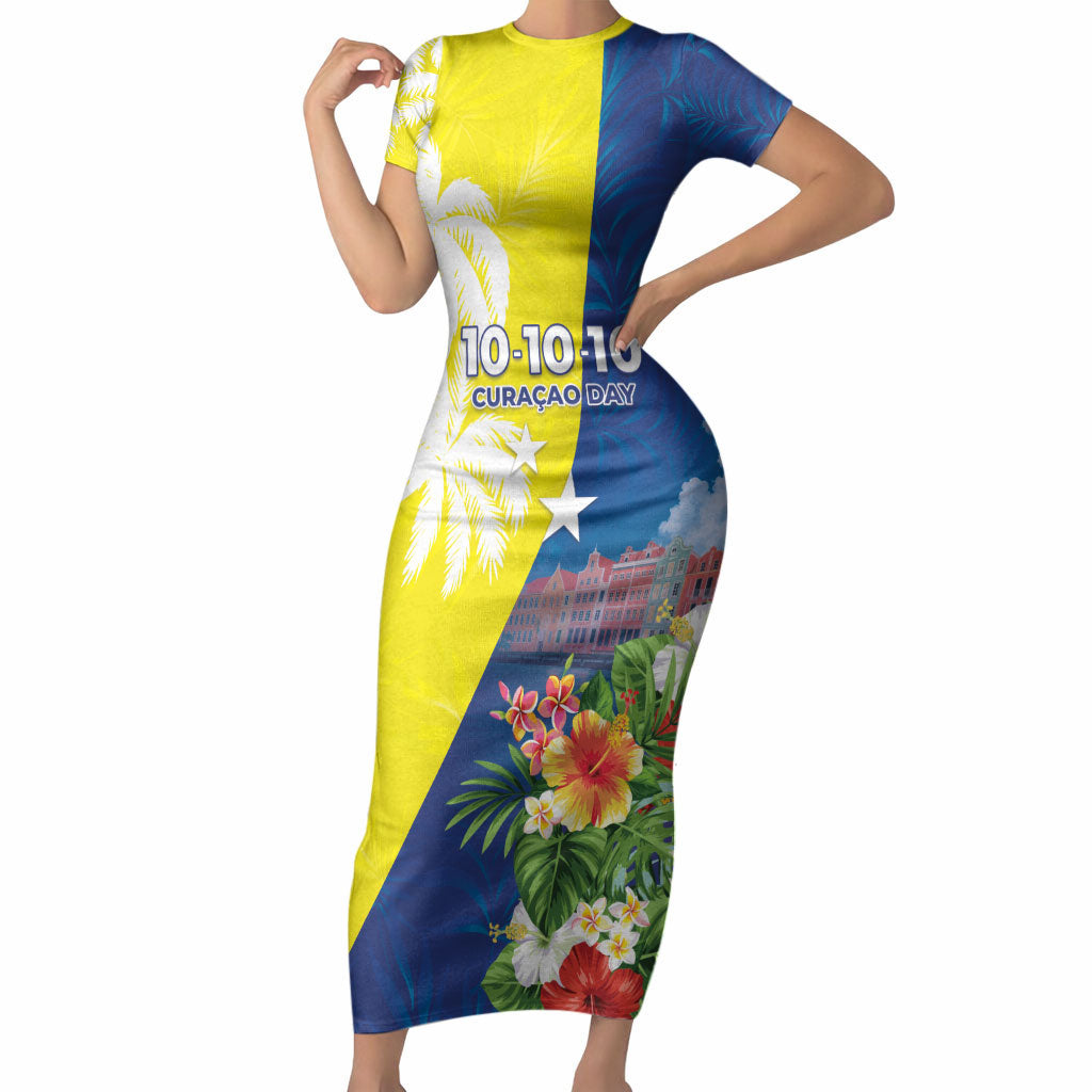Curacao Day Short Sleeve Bodycon Dress One People One Heart