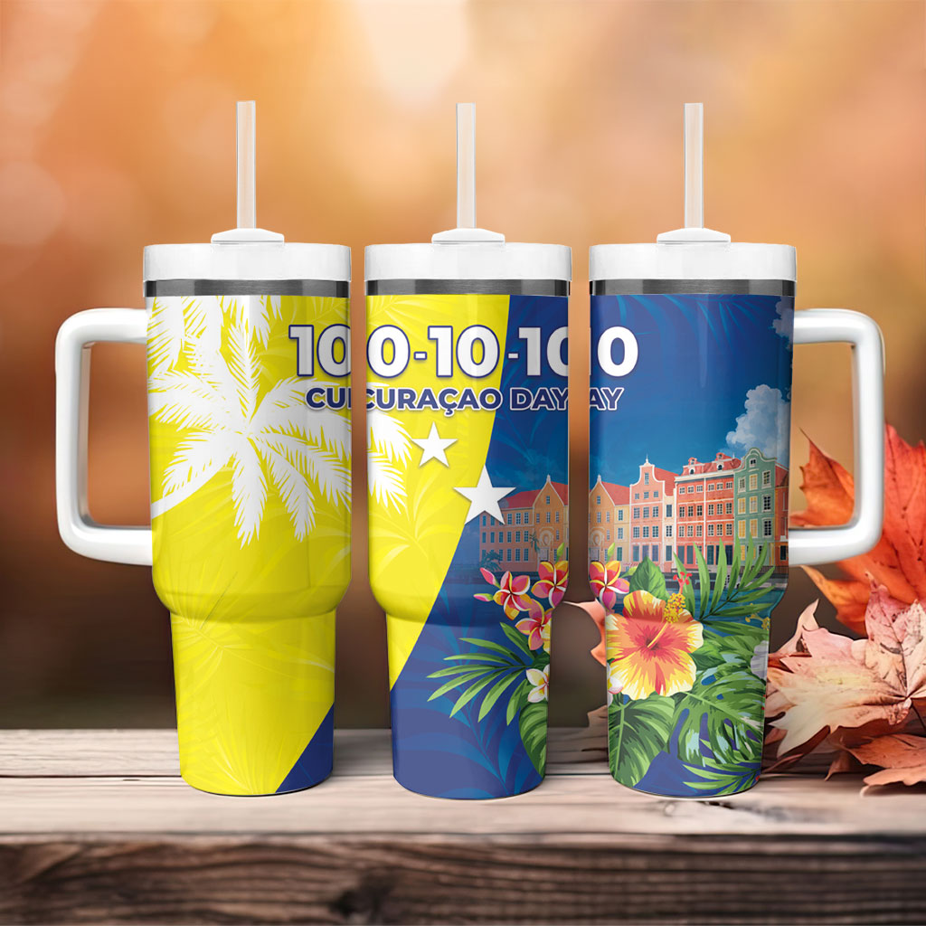 Curacao Day Tumbler With Handle One People One Heart