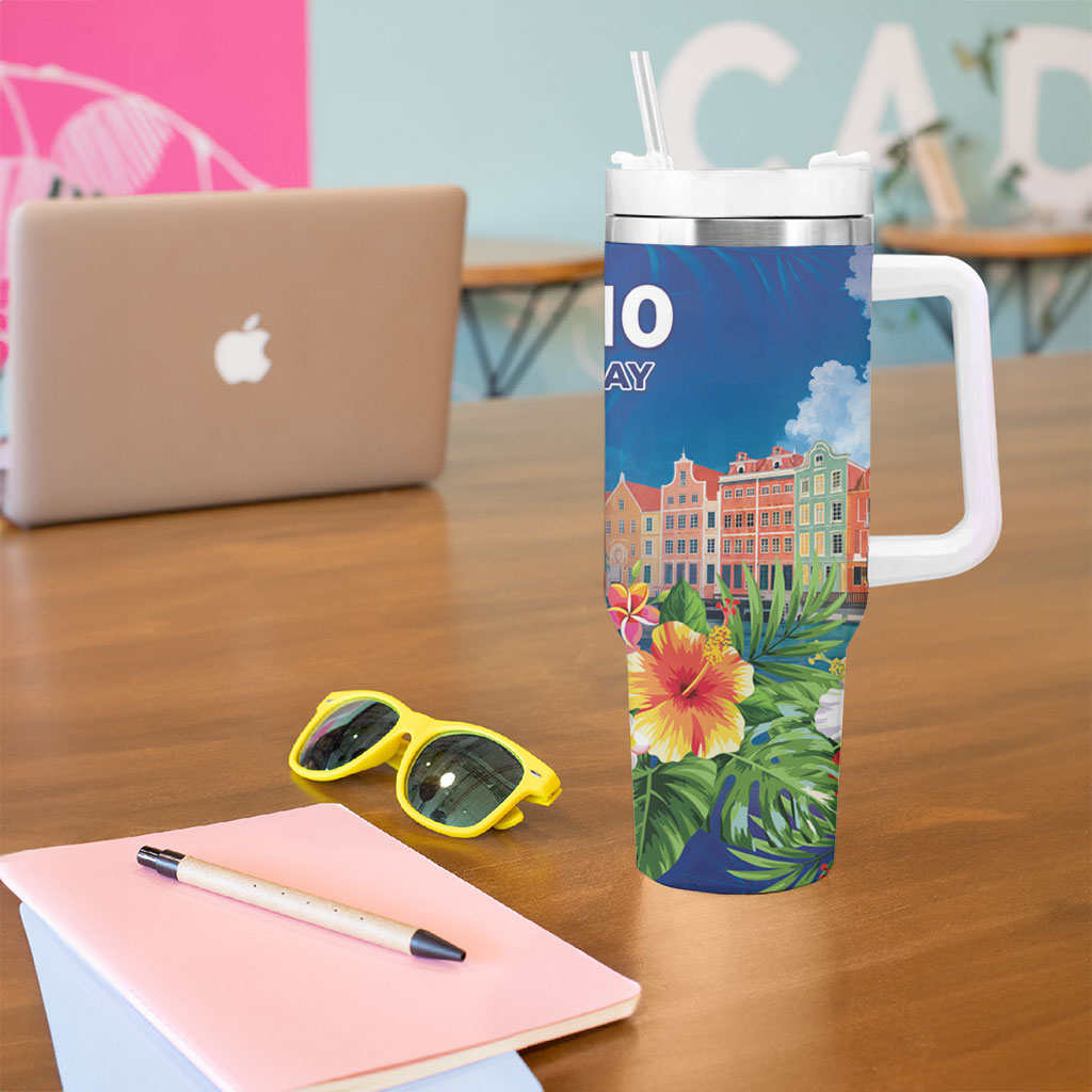Curacao Day Tumbler With Handle One People One Heart