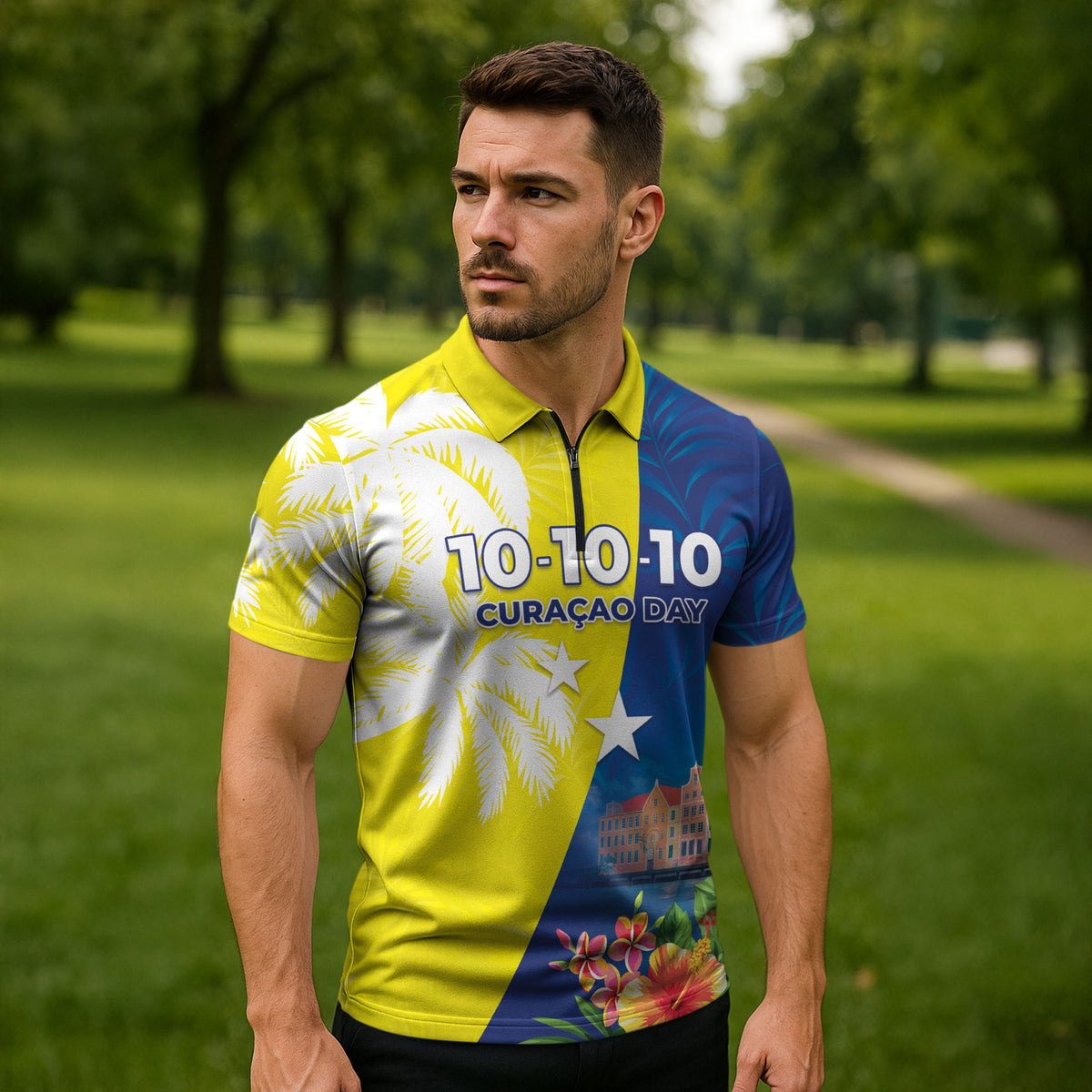 Curacao Day Zipper Polo Shirt One People One Heart