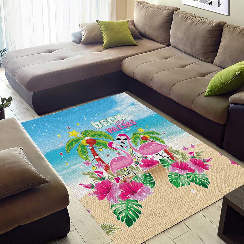 Hawaii Christmas Area Rug Deck The Palms Holiday Flamingos LT05 - Wonder Print Shop