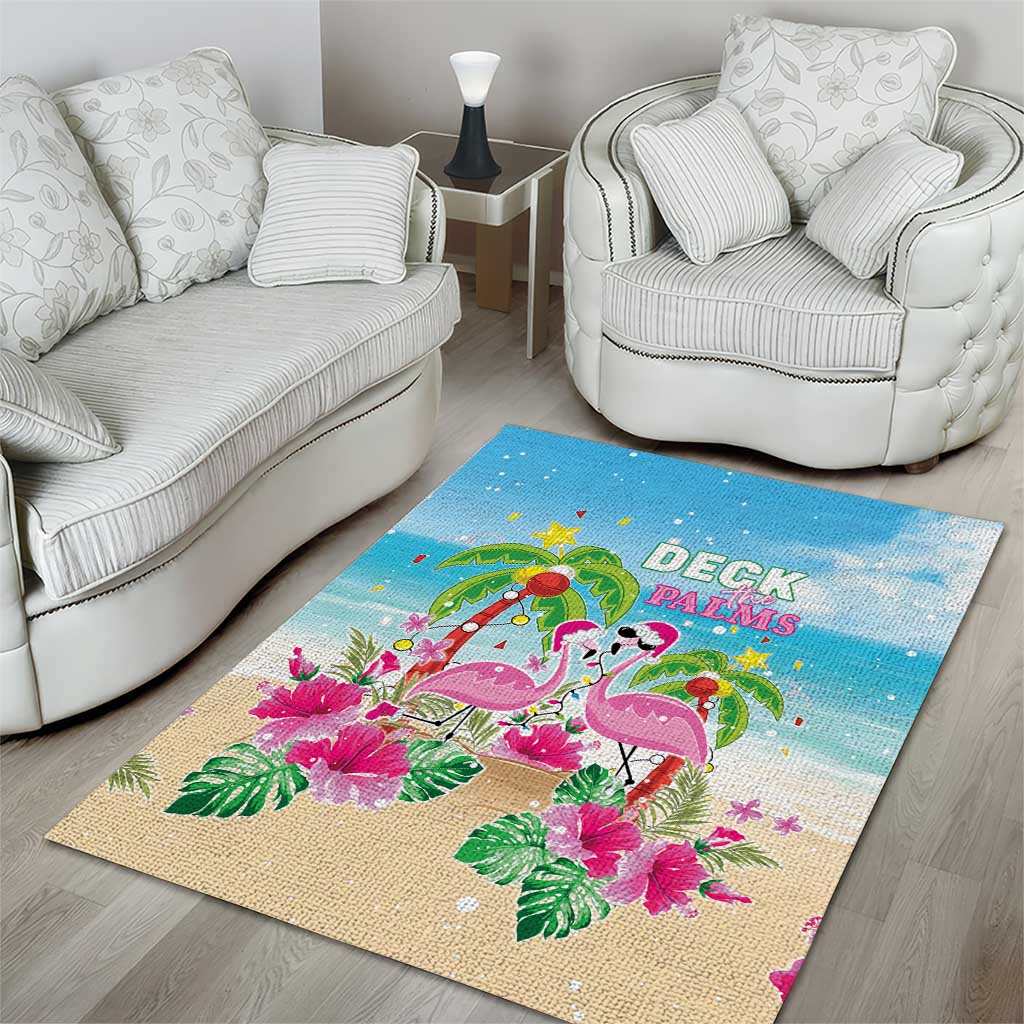 Hawaii Christmas Area Rug Deck The Palms Holiday Flamingos LT05 - Wonder Print Shop