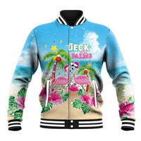 Hawaii Christmas Baseball Jacket Deck The Palms Holiday Flamingos LT05 - Wonder Print Shop