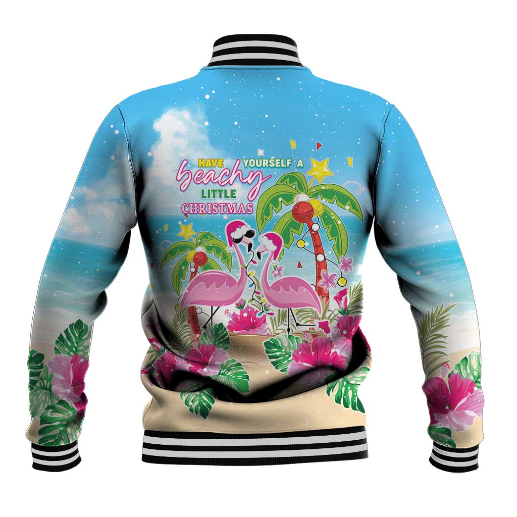 Hawaii Christmas Baseball Jacket Deck The Palms Holiday Flamingos LT05 - Wonder Print Shop