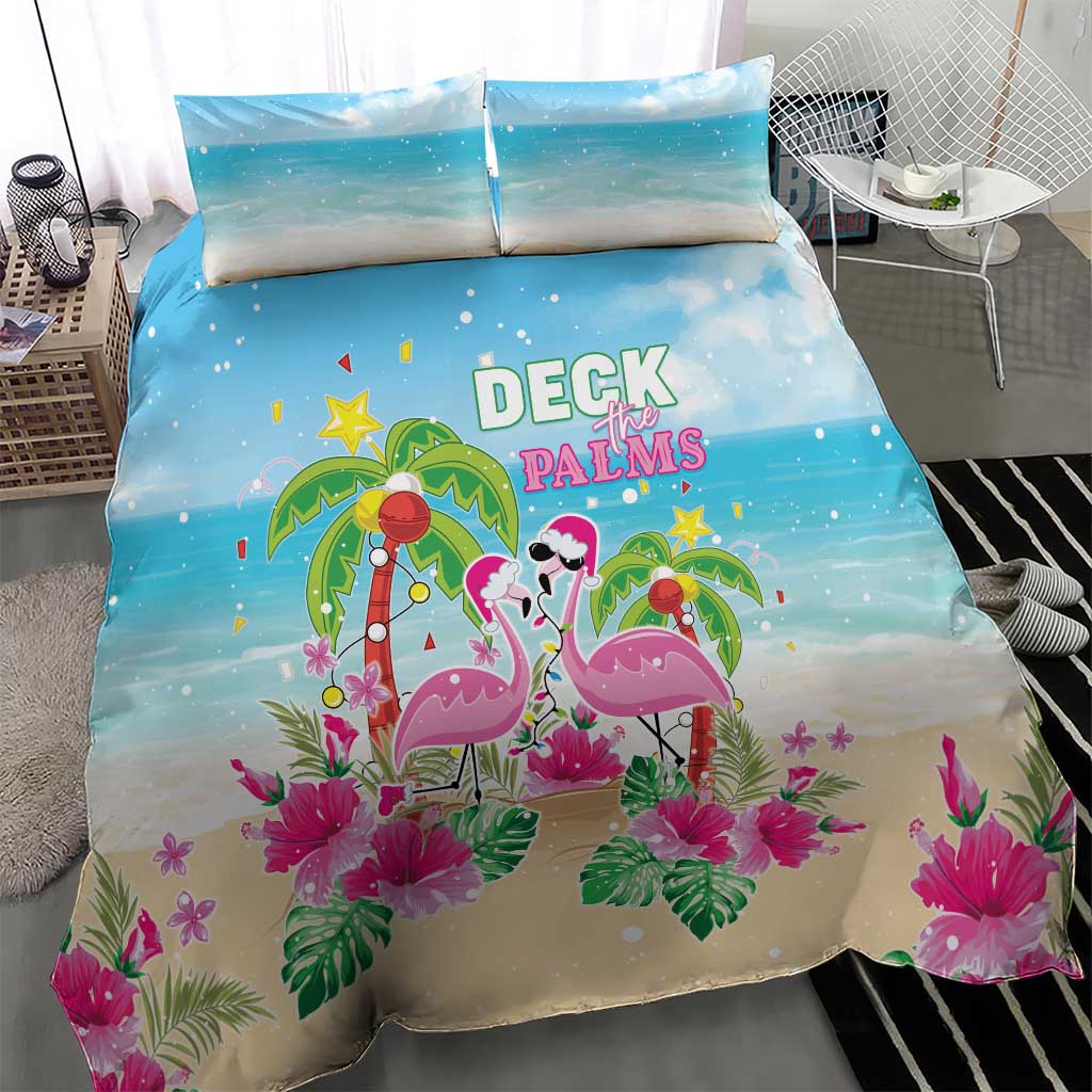 Hawaii Christmas Bedding Set Deck The Palms Holiday Flamingos LT05 - Wonder Print Shop