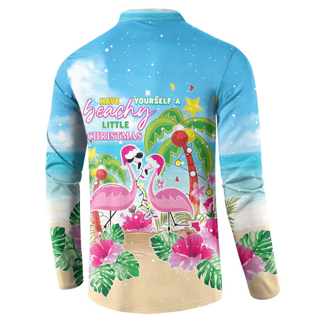 Hawaii Christmas Button Sweatshirt Deck The Palms Holiday Flamingos LT05 - Wonder Print Shop