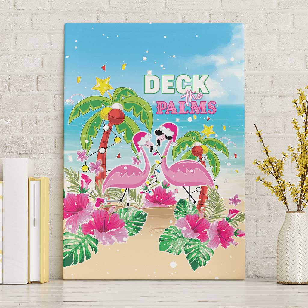 Hawaii Christmas Canvas Wall Art Deck The Palms Holiday Flamingos LT05 - Wonder Print Shop