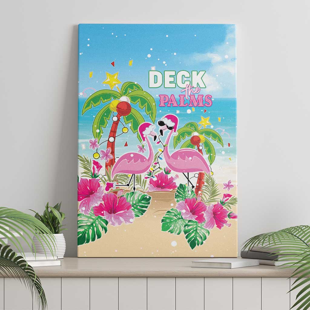 Hawaii Christmas Canvas Wall Art Deck The Palms Holiday Flamingos LT05 - Wonder Print Shop