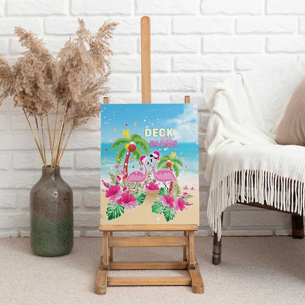 Hawaii Christmas Canvas Wall Art Deck The Palms Holiday Flamingos LT05 - Wonder Print Shop