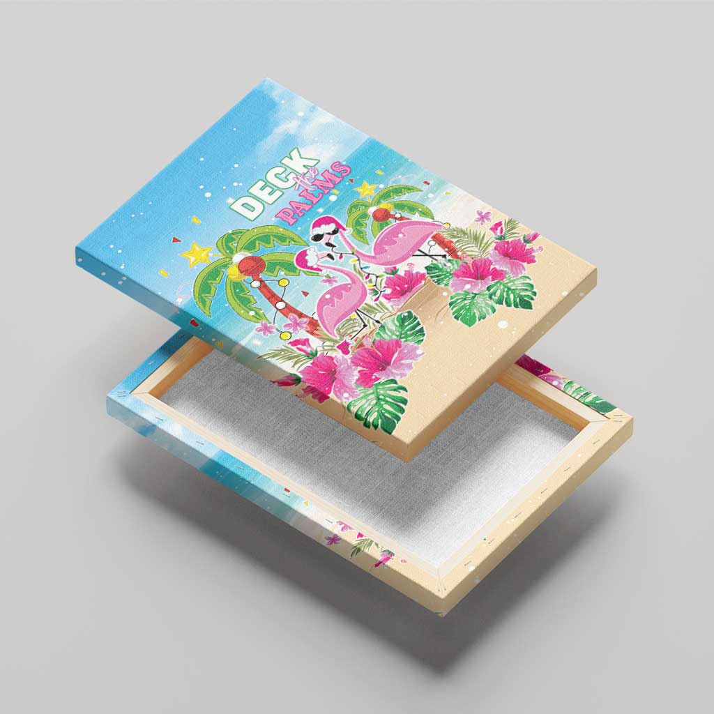 Hawaii Christmas Canvas Wall Art Deck The Palms Holiday Flamingos LT05 - Wonder Print Shop