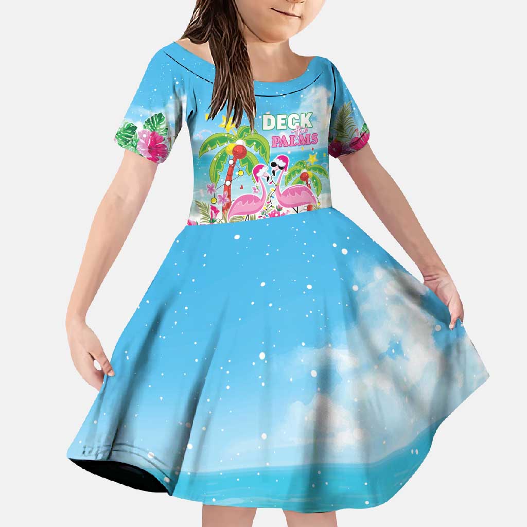 Hawaii Christmas Family Matching Mermaid Dress and Hawaiian Shirt Deck The Palms Holiday Flamingos LT05 - Wonder Print Shop