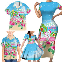 Hawaii Christmas Family Matching Short Sleeve Bodycon Dress and Hawaiian Shirt Deck The Palms Holiday Flamingos LT05 - Wonder Print Shop