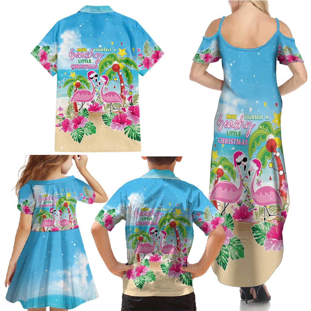 Hawaii Christmas Family Matching Summer Maxi Dress and Hawaiian Shirt Deck The Palms Holiday Flamingos LT05 - Wonder Print Shop