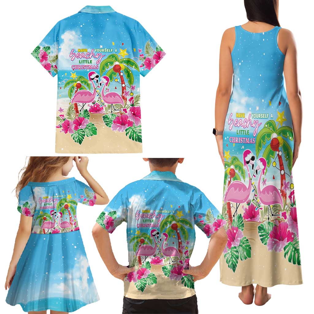 Hawaii Christmas Family Matching Tank Maxi Dress and Hawaiian Shirt Deck The Palms Holiday Flamingos LT05 - Wonder Print Shop