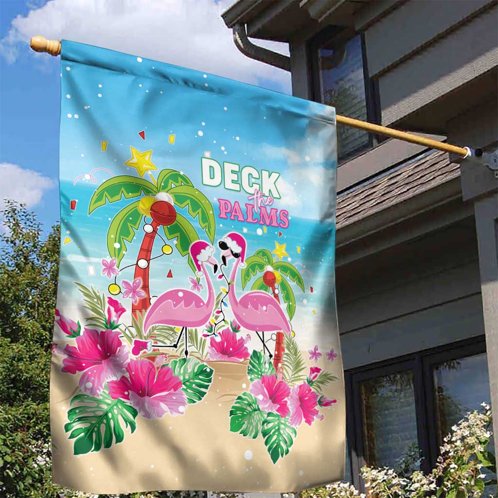 Hawaii Christmas Garden Flag Deck The Palms Holiday Flamingos LT05 - Wonder Print Shop