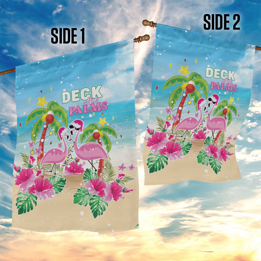 Hawaii Christmas Garden Flag Deck The Palms Holiday Flamingos LT05 - Wonder Print Shop