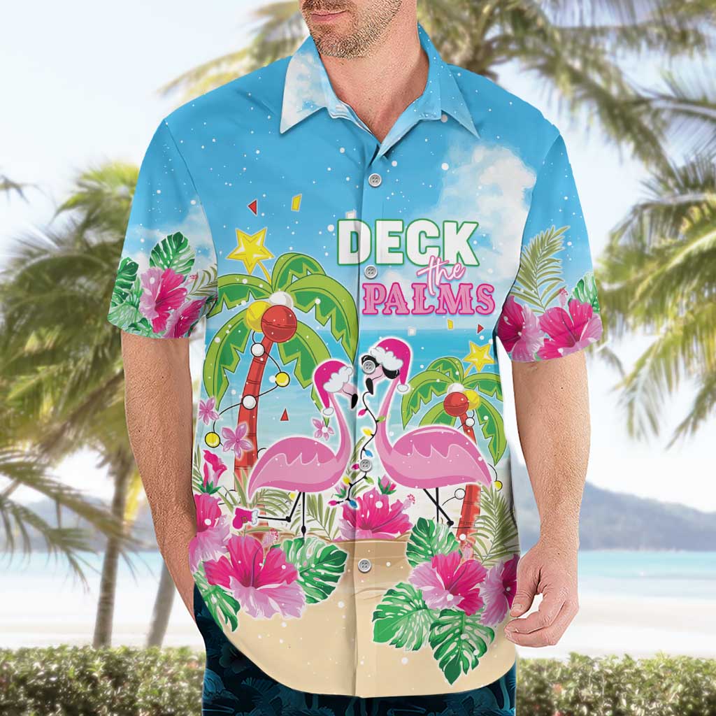 Hawaii Christmas Hawaiian Shirt Deck The Palms Holiday Flamingos LT05 - Wonder Print Shop