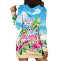 Hawaii Christmas Hoodie Dress Deck The Palms Holiday Flamingos LT05 - Wonder Print Shop