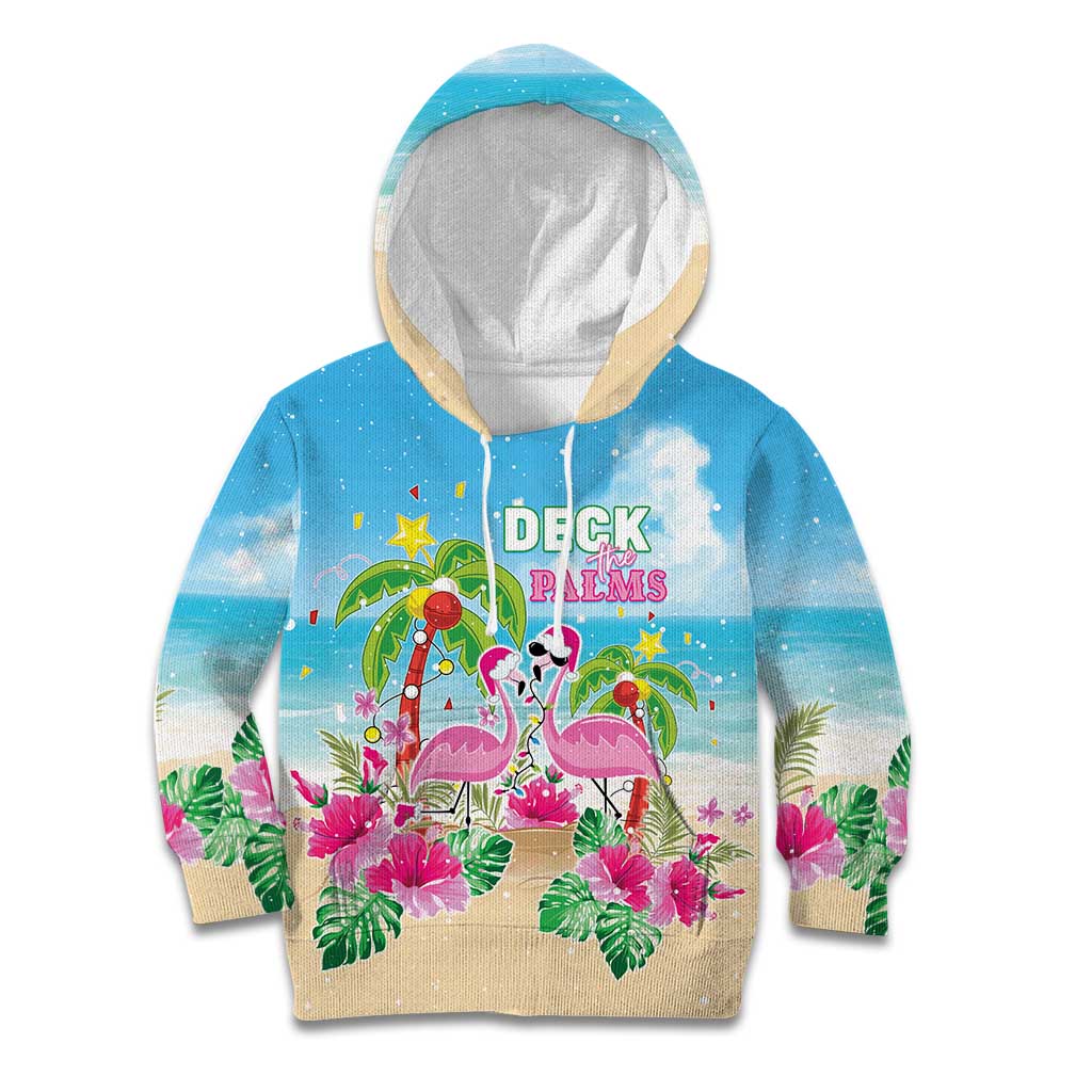Hawaii Christmas Kid Hoodie Deck The Palms Holiday Flamingos LT05 - Wonder Print Shop