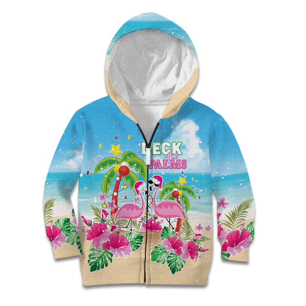 Hawaii Christmas Kid Hoodie Deck The Palms Holiday Flamingos LT05 - Wonder Print Shop
