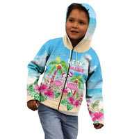 Hawaii Christmas Kid Hoodie Deck The Palms Holiday Flamingos LT05 - Wonder Print Shop