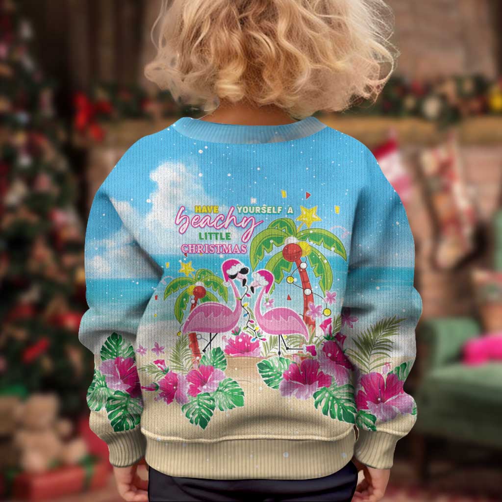 Hawaii Christmas Kid Ugly Christmas Sweater Deck The Palms Holiday Flamingos LT05 - Wonder Print Shop