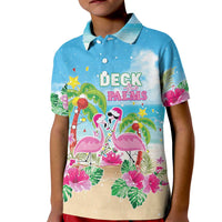 Hawaii Christmas Kid Polo Shirt Deck The Palms Holiday Flamingos LT05 - Wonder Print Shop