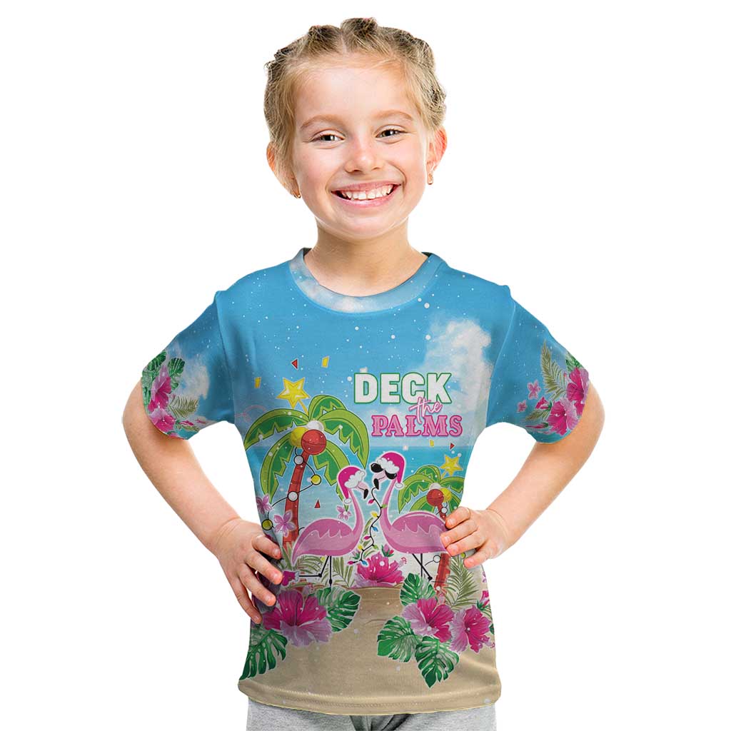 Hawaii Christmas Kid T Shirt Deck The Palms Holiday Flamingos LT05 - Wonder Print Shop