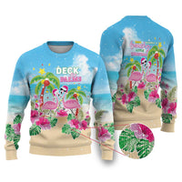 Hawaii Christmas Ugly Christmas Sweater Deck The Palms Holiday Flamingos LT05 - Wonder Print Shop