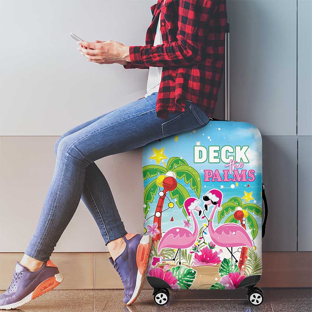 Hawaii Christmas Luggage Cover Deck The Palms Holiday Flamingos LT05 - Wonder Print Shop