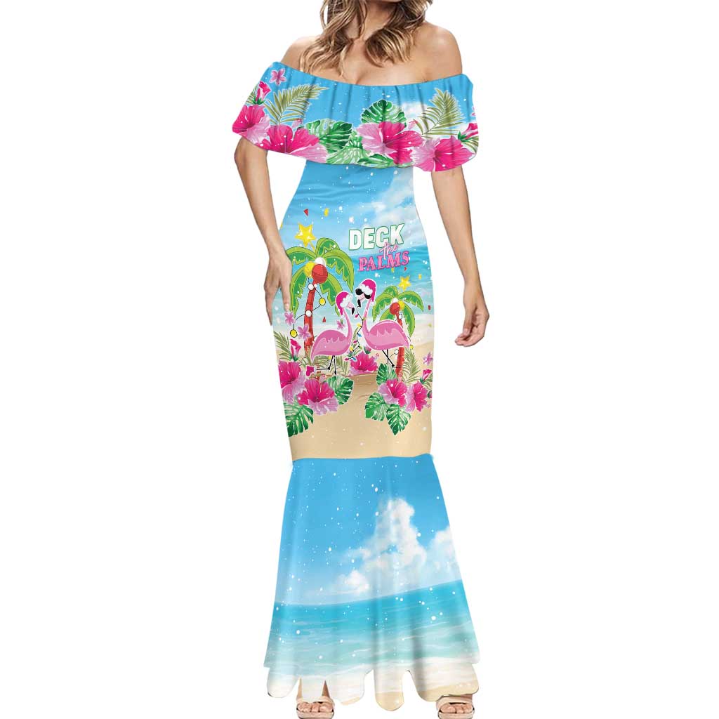 Hawaii Christmas Mermaid Dress Deck The Palms Holiday Flamingos LT05 - Wonder Print Shop