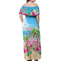 Hawaii Christmas Off Shoulder Maxi Dress Deck The Palms Holiday Flamingos LT05 - Wonder Print Shop