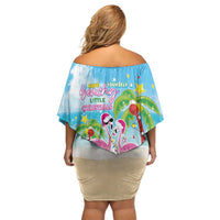 Hawaii Christmas Off Shoulder Short Dress Deck The Palms Holiday Flamingos LT05 - Wonder Print Shop