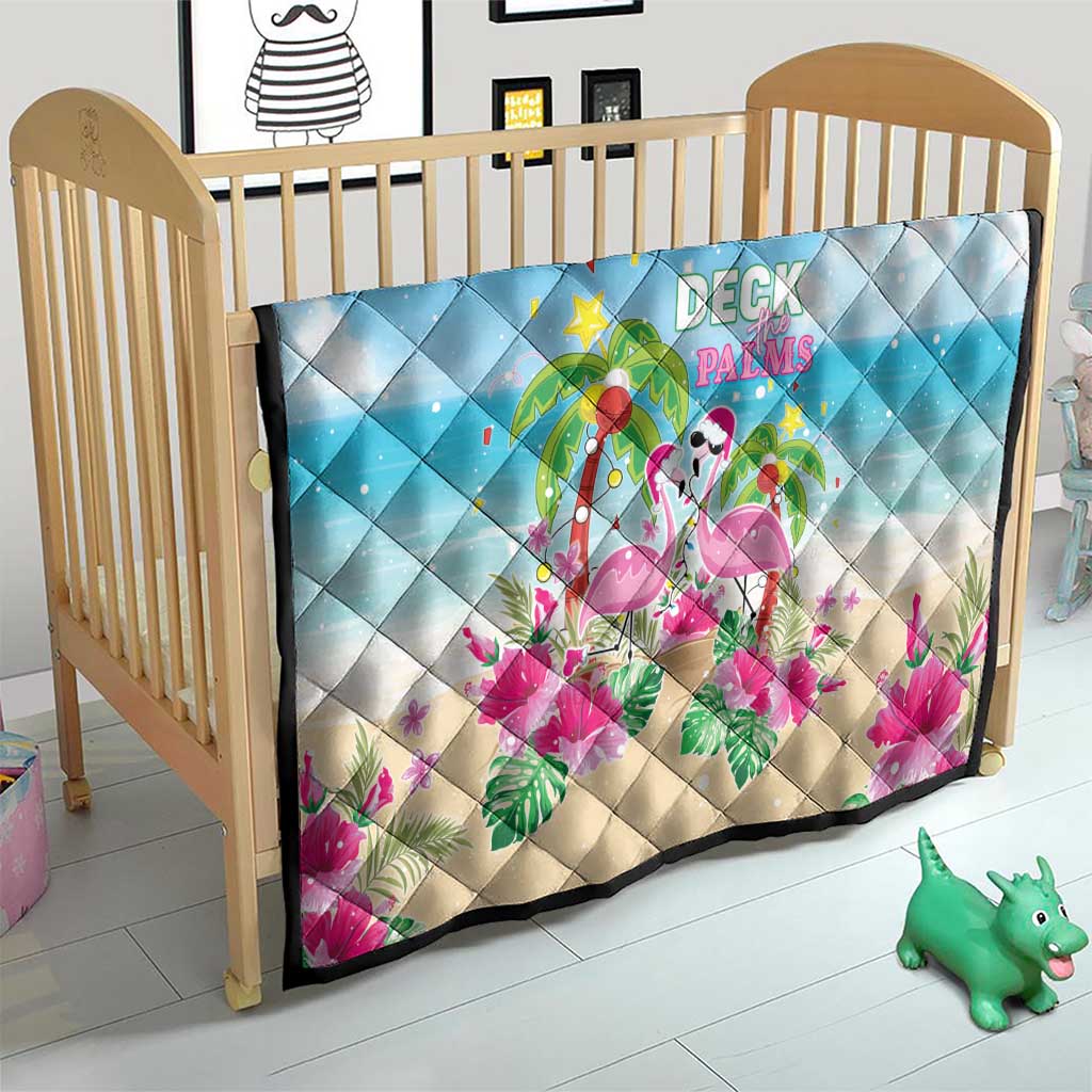 Hawaii Christmas Quilt Deck The Palms Holiday Flamingos LT05 - Wonder Print Shop