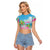 Hawaii Christmas Raglan Cropped T Shirt Deck The Palms Holiday Flamingos LT05 - Wonder Print Shop