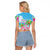 Hawaii Christmas Raglan Cropped T Shirt Deck The Palms Holiday Flamingos LT05 - Wonder Print Shop