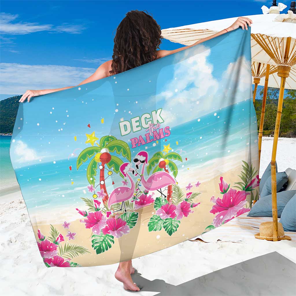 Hawaii Christmas Sarong Deck The Palms Holiday Flamingos LT05 - Wonder Print Shop