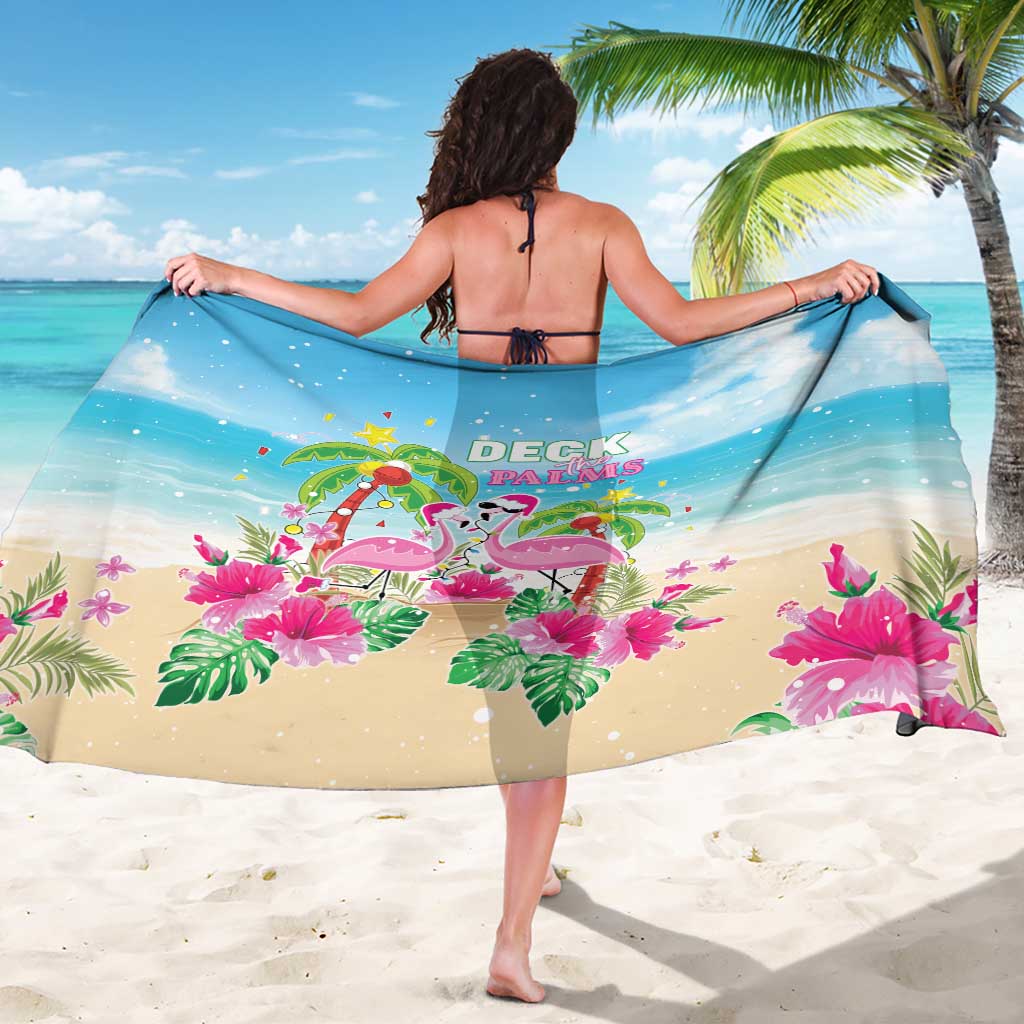 Hawaii Christmas Sarong Deck The Palms Holiday Flamingos LT05 - Wonder Print Shop