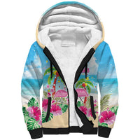 Hawaii Christmas Sherpa Hoodie Deck The Palms Holiday Flamingos LT05 - Wonder Print Shop