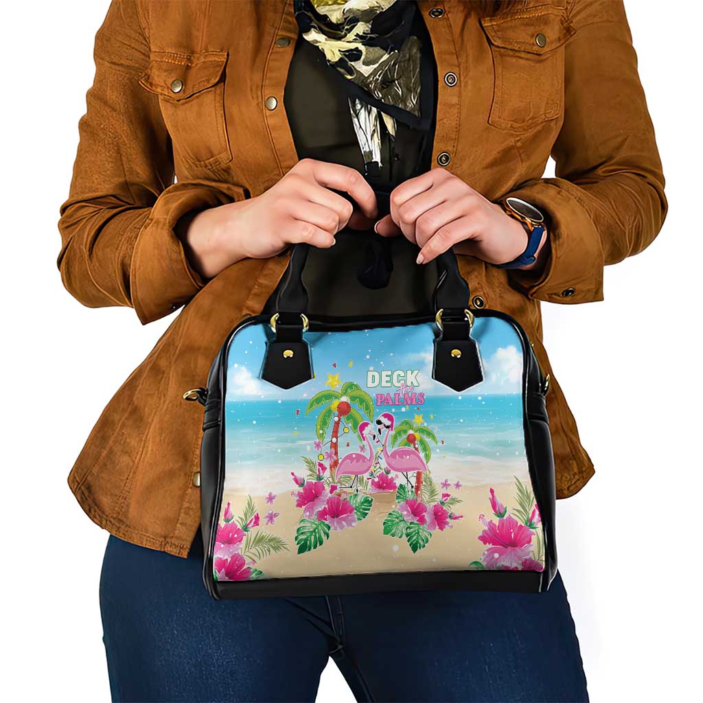 Hawaii Christmas Shoulder Handbag Deck The Palms Holiday Flamingos
