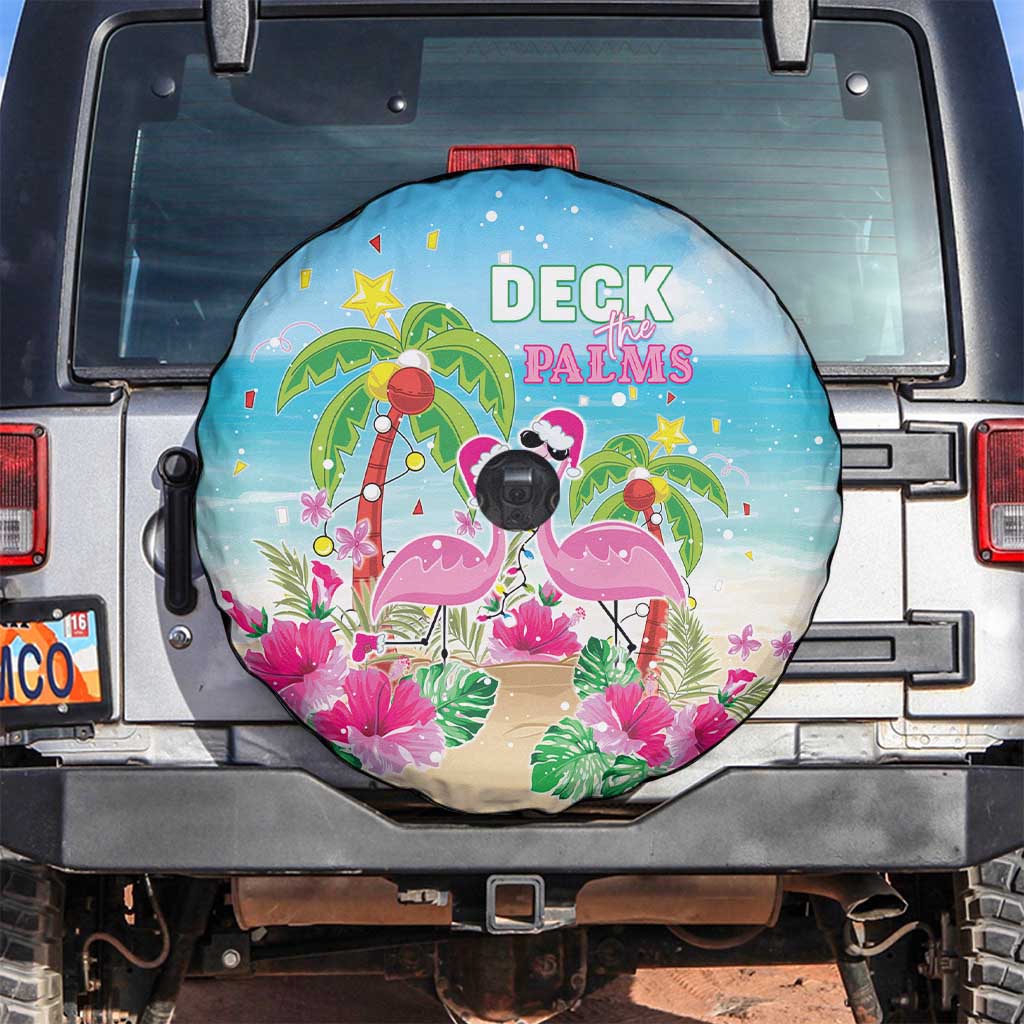 Hawaii Christmas Spare Tire Cover Deck The Palms Holiday Flamingos LT05 - Wonder Print Shop