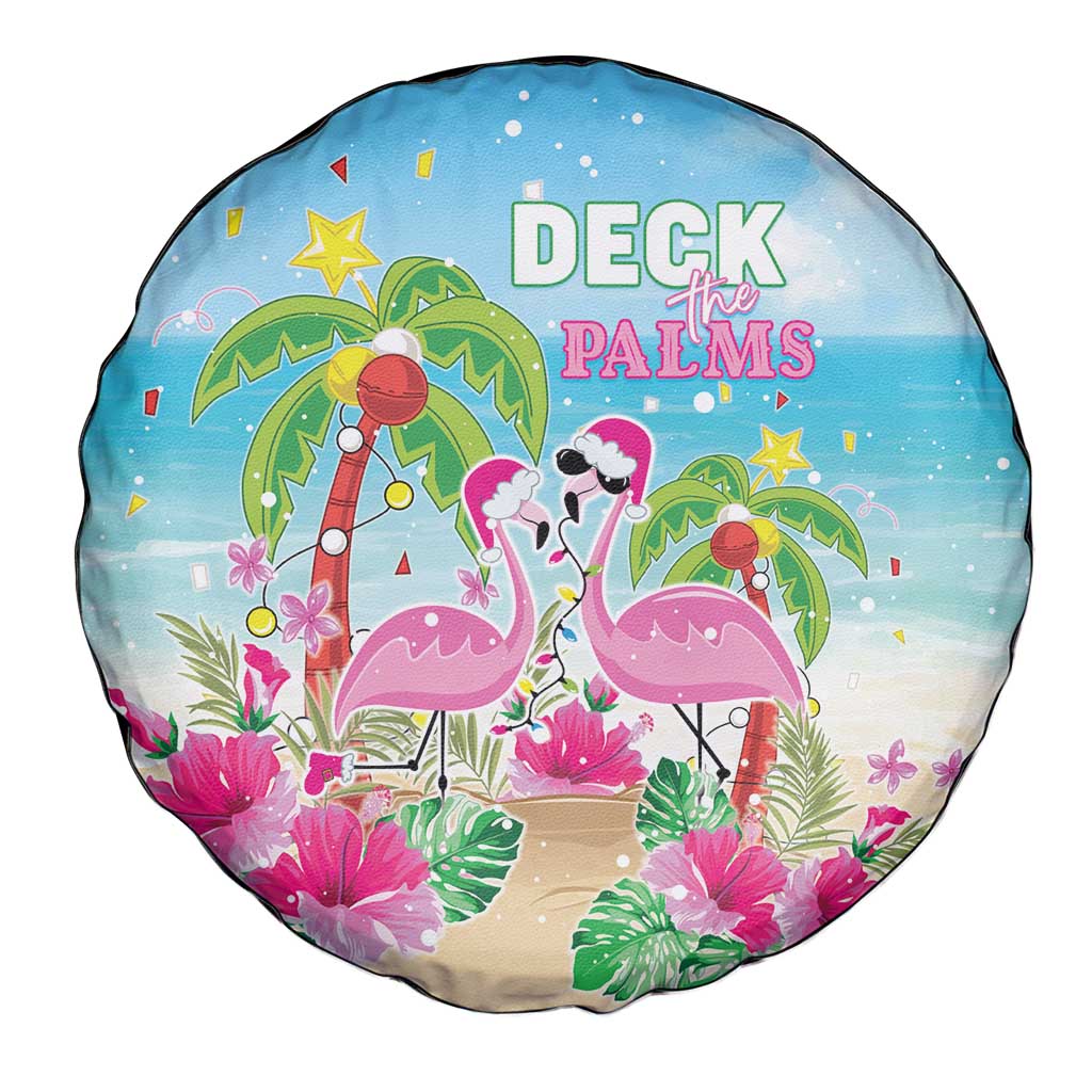 Hawaii Christmas Spare Tire Cover Deck The Palms Holiday Flamingos LT05 - Wonder Print Shop
