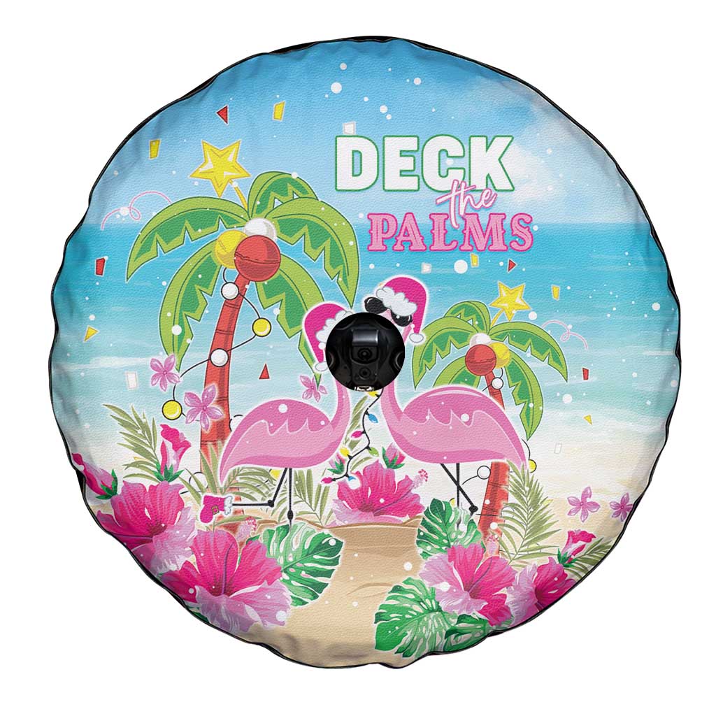 Hawaii Christmas Spare Tire Cover Deck The Palms Holiday Flamingos LT05 - Wonder Print Shop
