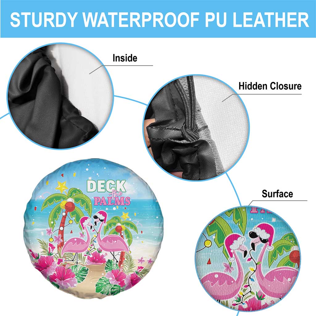 Hawaii Christmas Spare Tire Cover Deck The Palms Holiday Flamingos LT05 - Wonder Print Shop