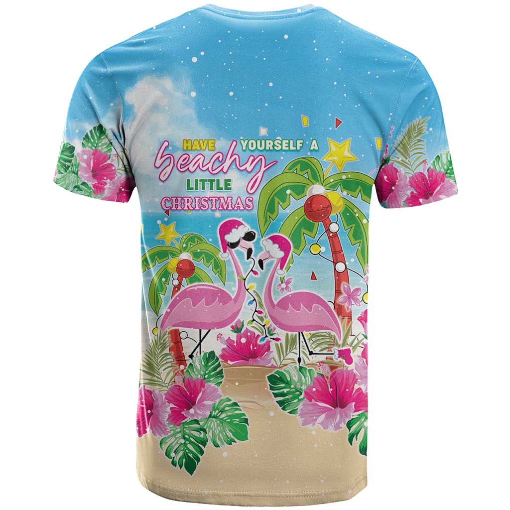 Hawaii Christmas T Shirt Deck The Palms Holiday Flamingos LT05 - Wonder Print Shop
