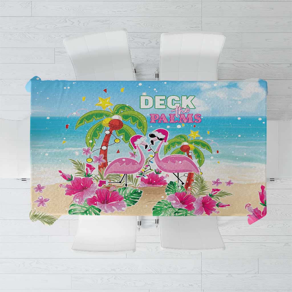 Hawaii Christmas Tablecloth Deck The Palms Holiday Flamingos LT05 - Wonder Print Shop