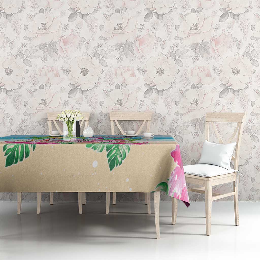 Hawaii Christmas Tablecloth Deck The Palms Holiday Flamingos LT05 - Wonder Print Shop