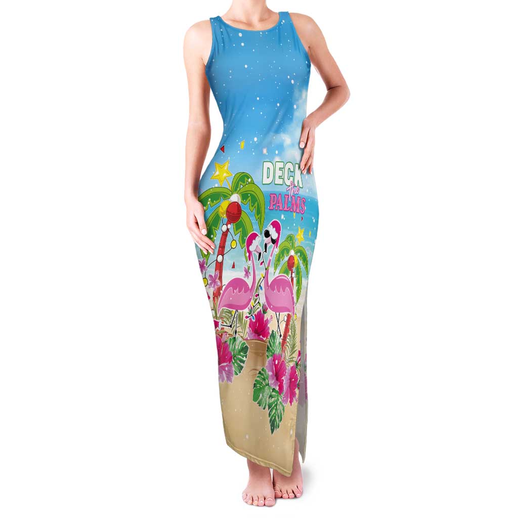 Hawaii Christmas Tank Maxi Dress Deck The Palms Holiday Flamingos LT05 - Wonder Print Shop