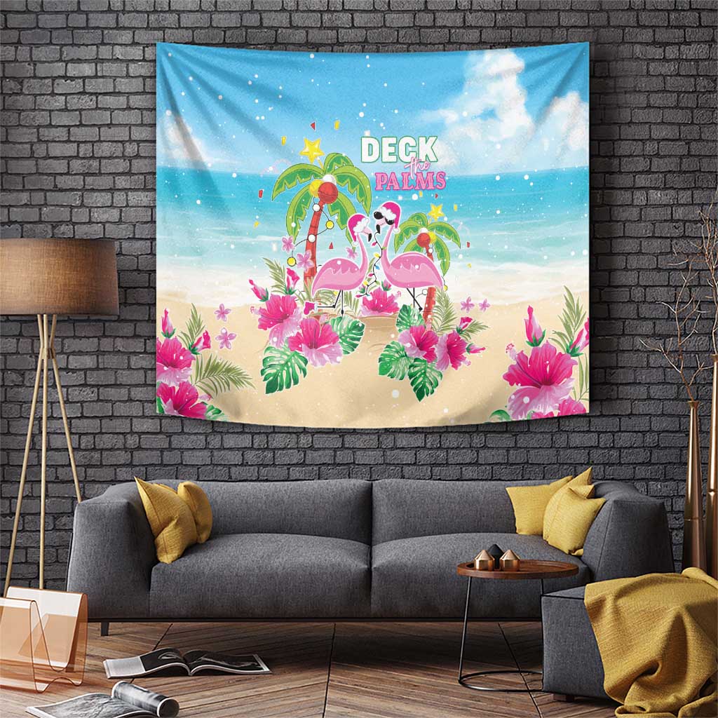 Hawaii Christmas Tapestry Deck The Palms Holiday Flamingos LT05 - Wonder Print Shop