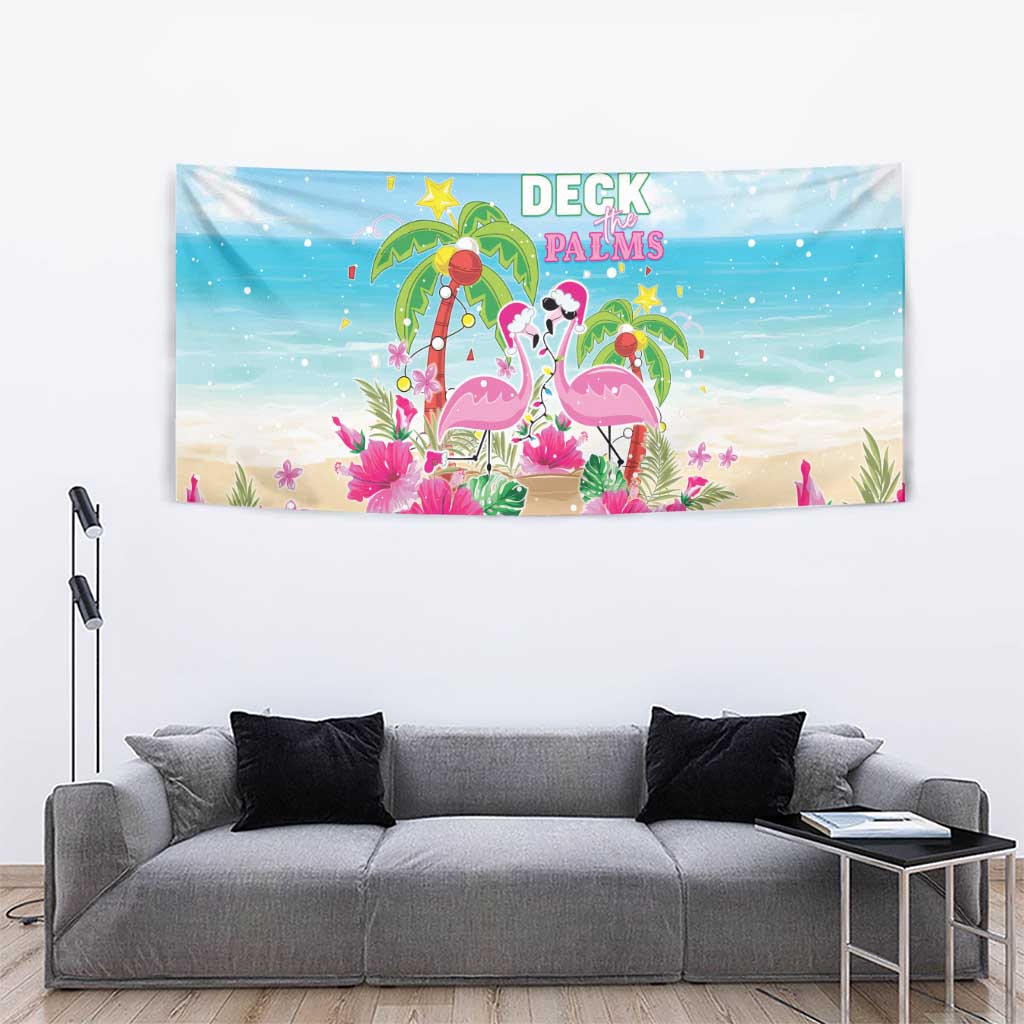 Hawaii Christmas Tapestry Deck The Palms Holiday Flamingos LT05 - Wonder Print Shop